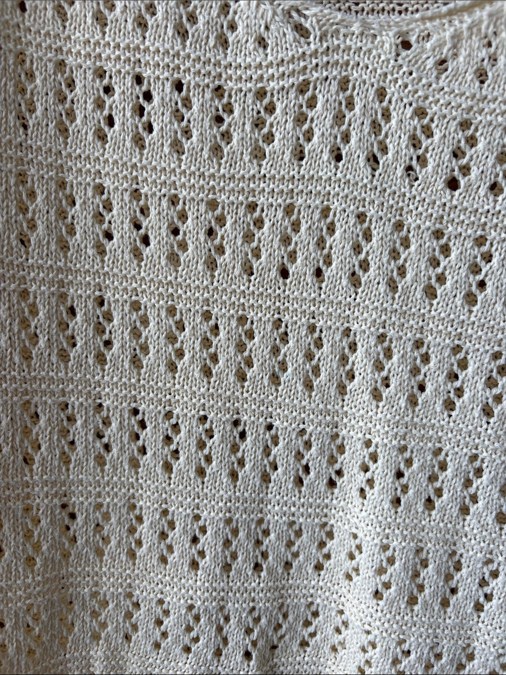 SHEIN Cream Open-Knit V-Neck Sweater - Picture 2 of 5